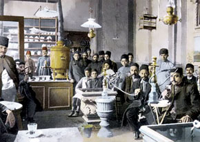 In a chaikhana (tea house). Early 20th century