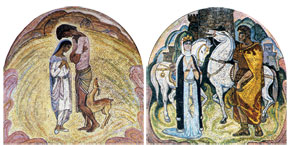 Mikayil Abdullayev, mosaics based on Leyli and Majnun and Iskendername, Nizami metro station, Baku