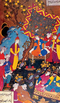Miniature showing Khagan receiving Iskender as a guest, Nizami’s ‘Iskendername’ (Isfahan, 1560-1570)