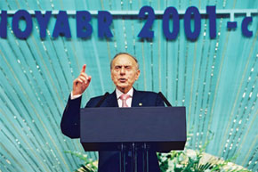 Heydar Aliyev addressing the 1st Congress of World Azerbaijanis
