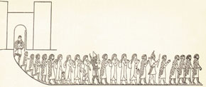 Forceful expulsion of the Medes, from an Assyrian relief, Nineveh. 7th century BC