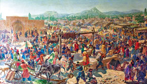 Square in Shamakha. artist, L.F Knit. The Azerbaijan National History Museum