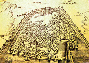 Baku in the 12th century, reconstruction by architect Sheblik, 1941